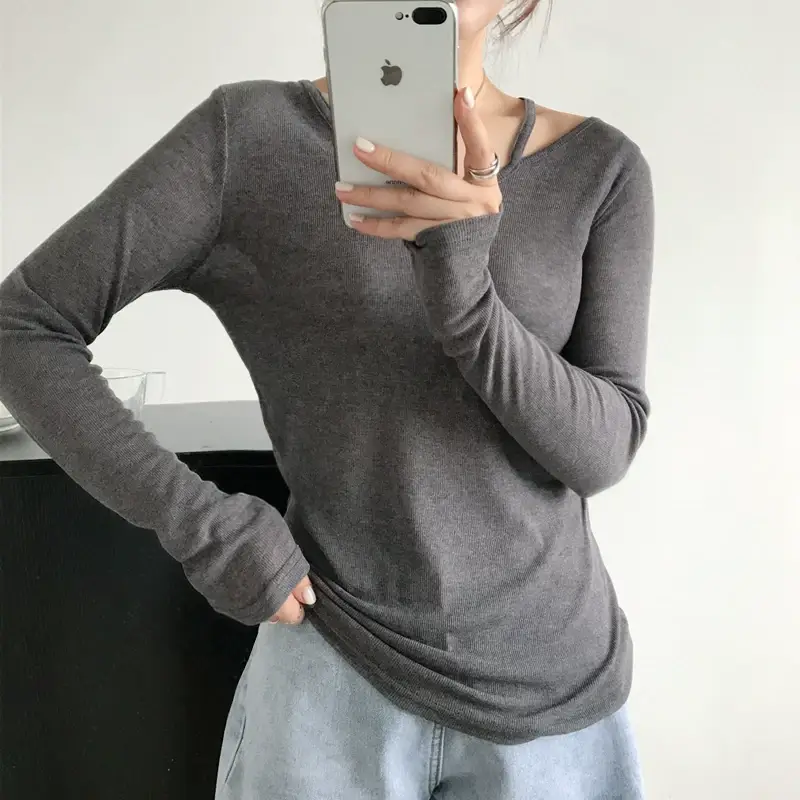 Women Grey Collar Long Sleeve Top Summer Wear — feature 10