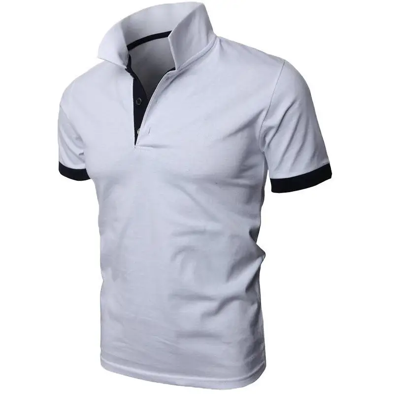 Men's White Polo Shirt with Black Trim — feature 6