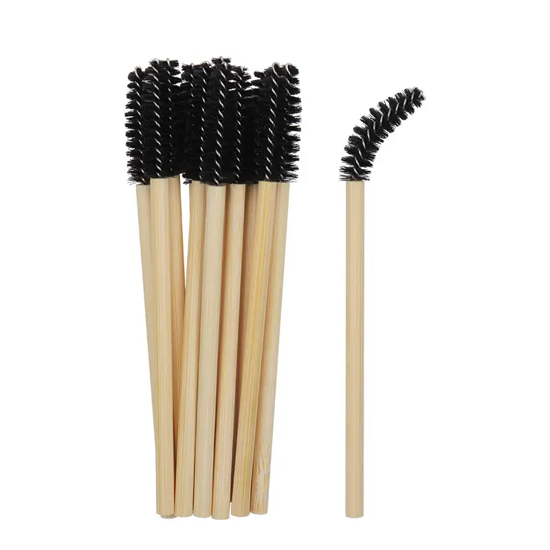 Wooden Grafted Eyelash Brush 50 Pack Bamboo Pole