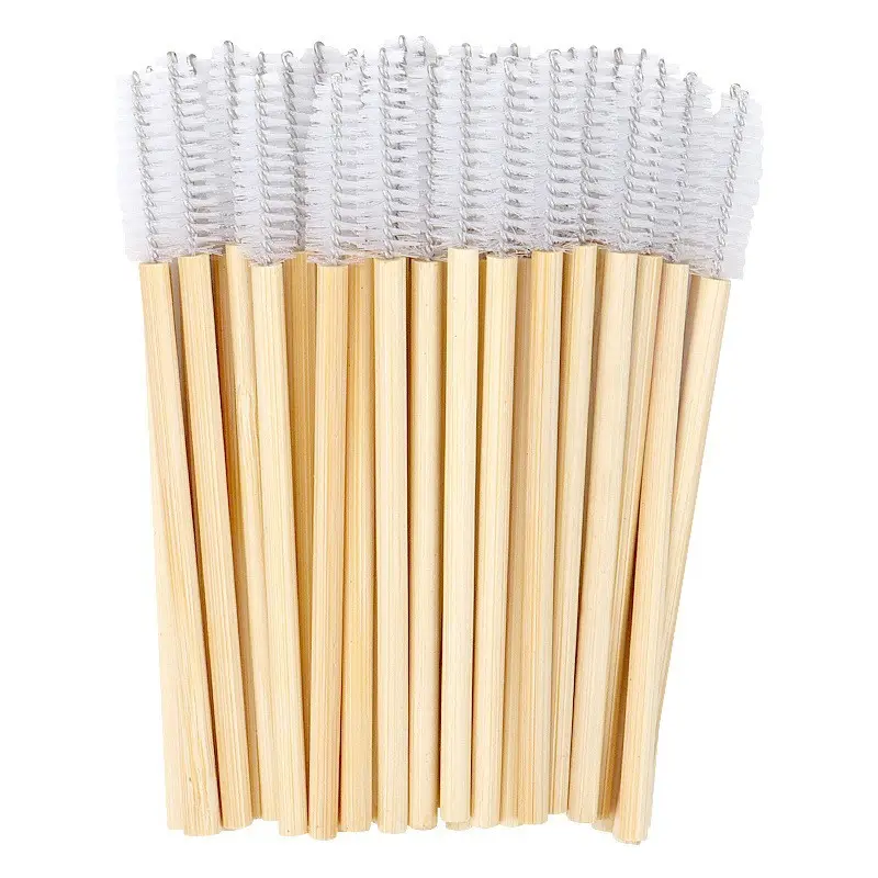 Wooden Grafted Eyelash Brush 50 Pack Bamboo Pole