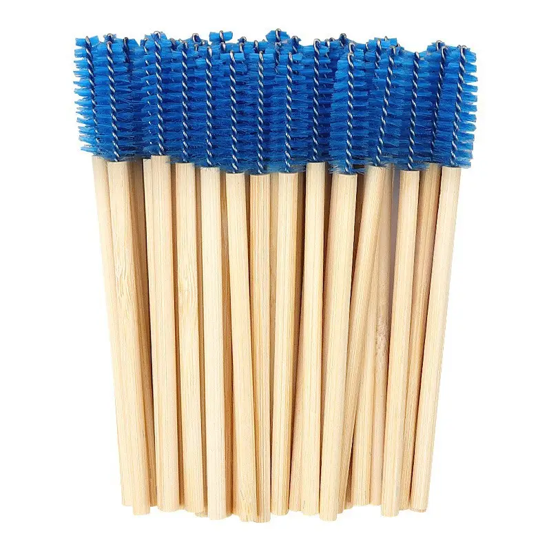 Wooden Grafted Eyelash Brush 50 Pack Bamboo Pole