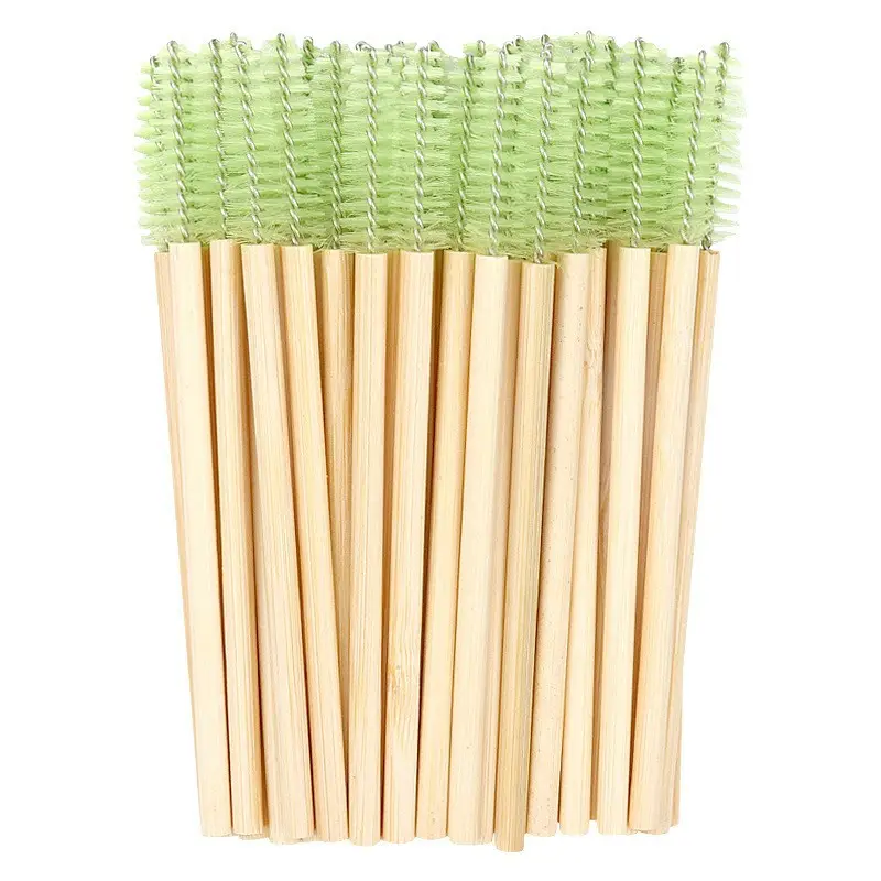 Wooden Grafted Eyelash Brush 50 Pack Bamboo Pole