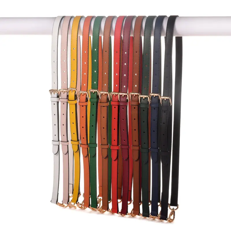 Black Leather Crossbody Strap with Gold Buckle - Image 159