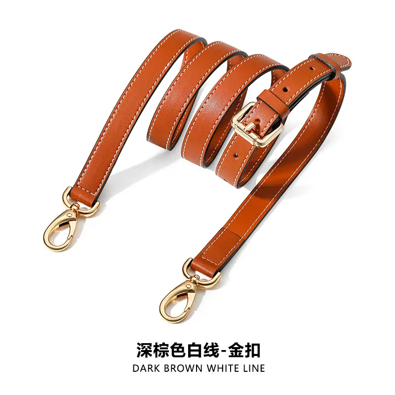 Black Leather Crossbody Strap with Gold Buckle - Image 156