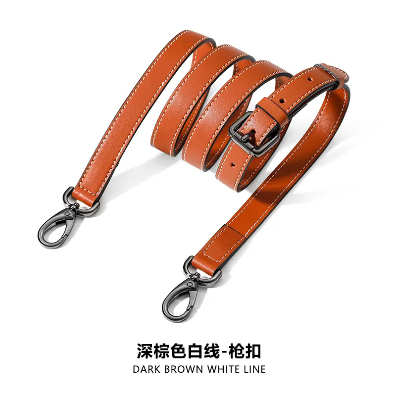 Black Leather Crossbody Strap with Gold Buckle - Image 158