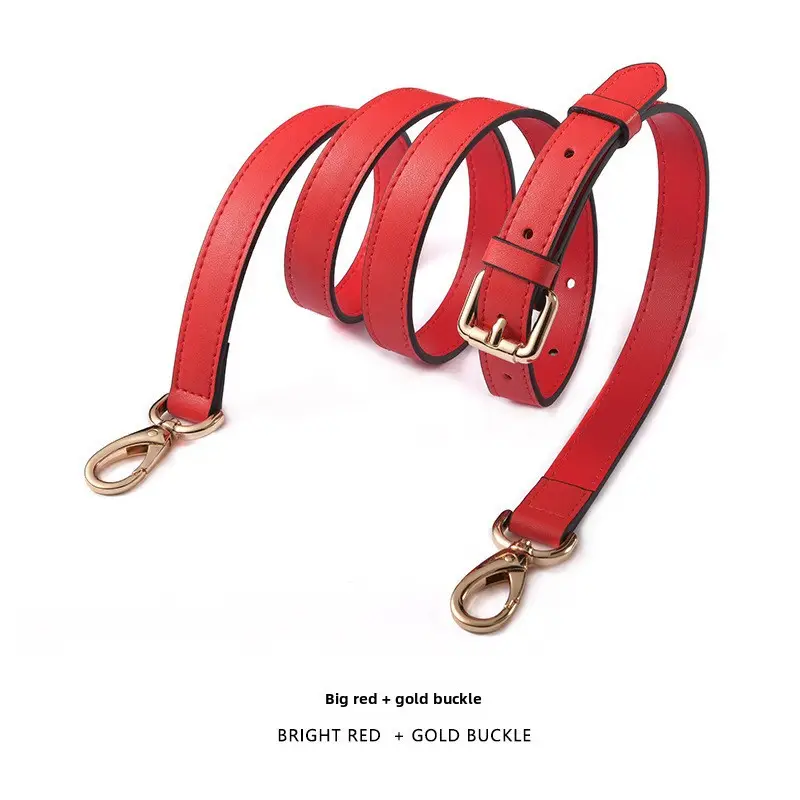 Black Leather Crossbody Strap with Gold Buckle - Image 105