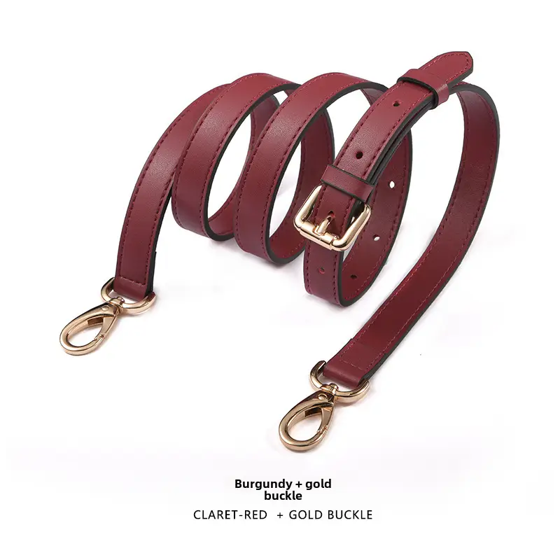 Black Leather Crossbody Strap with Gold Buckle - Image 128