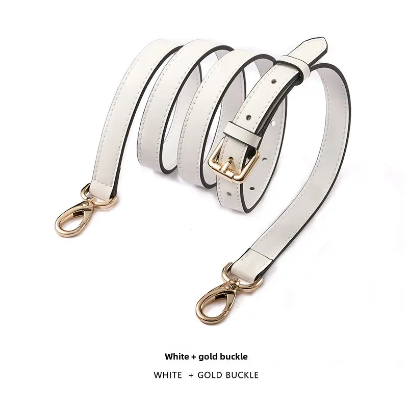 Black Leather Crossbody Strap with Gold Buckle - Image 13
