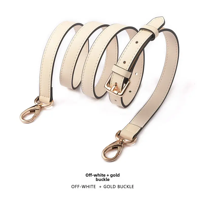 Black Leather Crossbody Strap with Gold Buckle - Image 25
