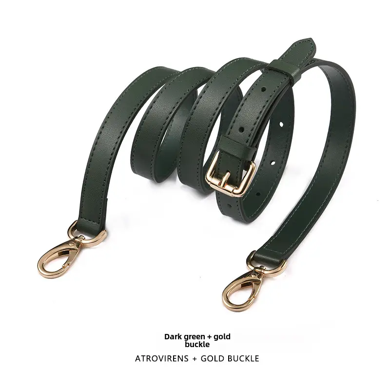 Black Leather Crossbody Strap with Gold Buckle - Image 38