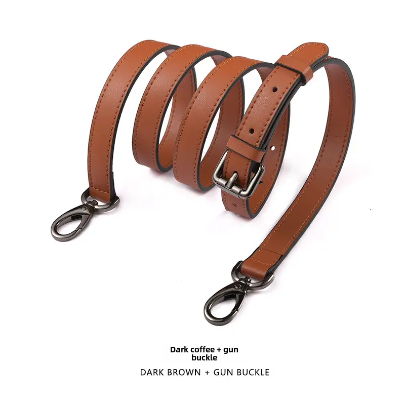 Black Leather Crossbody Strap with Gold Buckle - Image 58