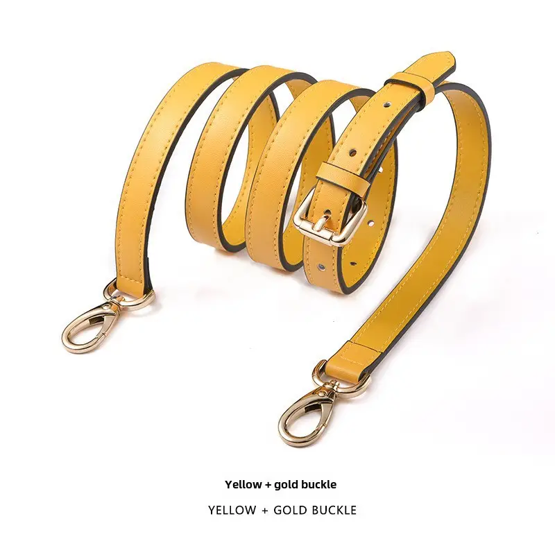 Black Leather Crossbody Strap with Gold Buckle - Image 80