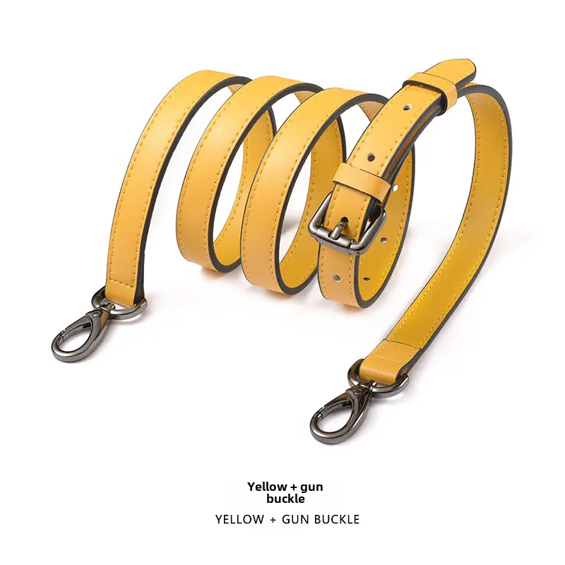 Black Leather Crossbody Strap with Gold Buckle - Image 91