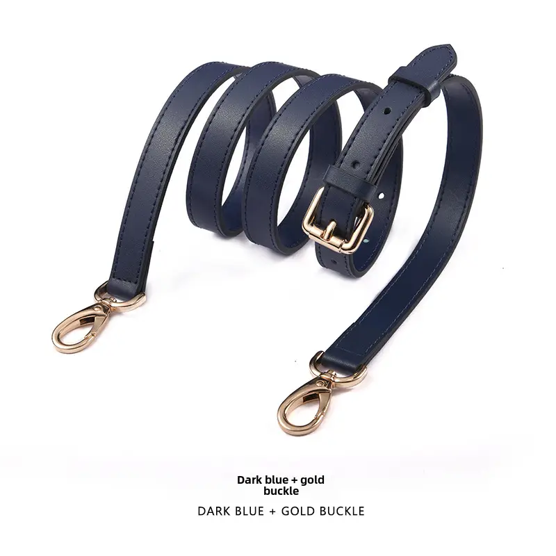 Black Leather Crossbody Strap with Gold Buckle - Image 92
