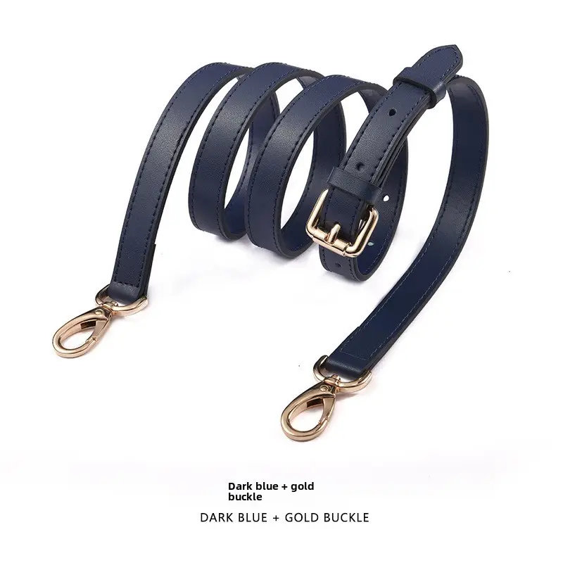 Black Leather Crossbody Strap with Gold Buckle - Image 93