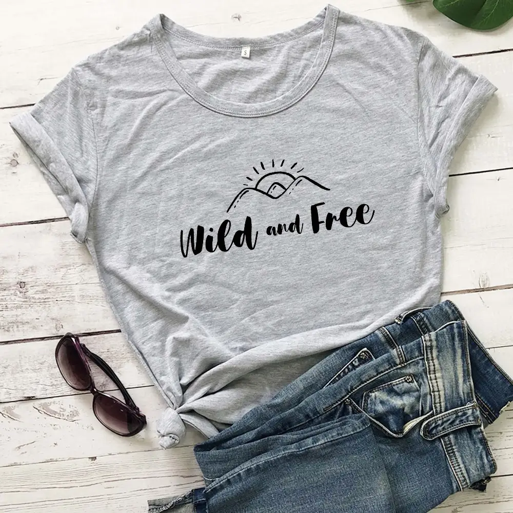 Wild and Free Grey T-Shirt Short Sleeve - Image 3