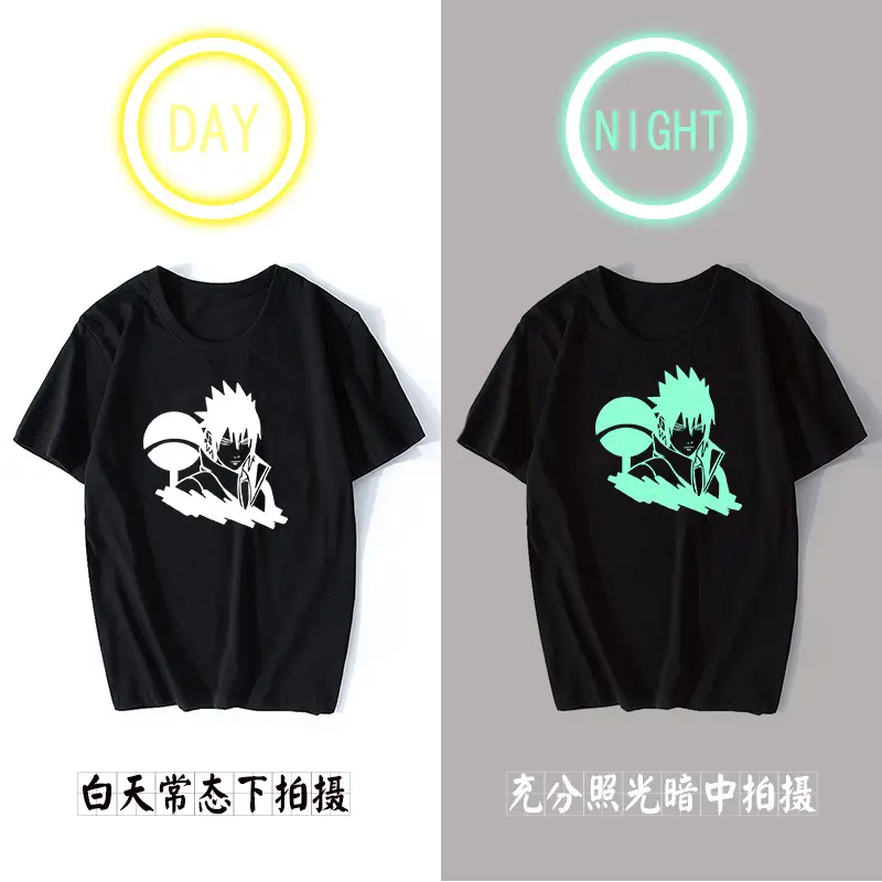 Naruto Sasuke T-Shirt Black Day Night Glow - Image 3