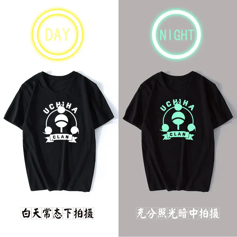Naruto Sasuke T-Shirt Black Day Night Glow - Image 2