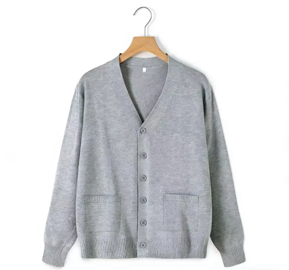 Pink Long Sleeve Knit V Neck Cardigan for Girls