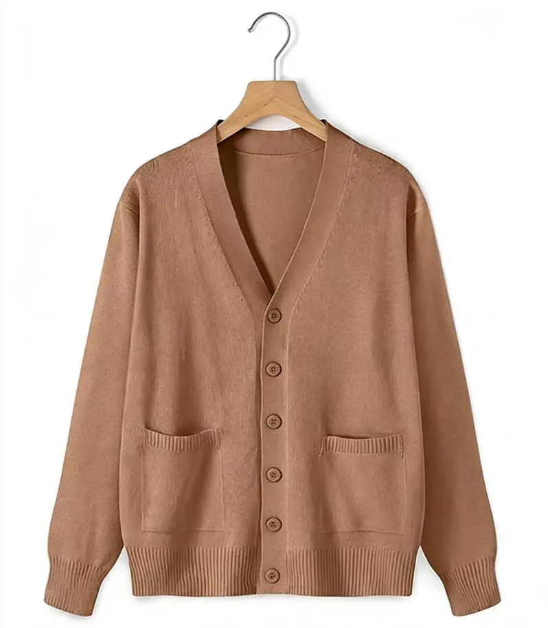 Pink Long Sleeve Knit V Neck Cardigan for Girls