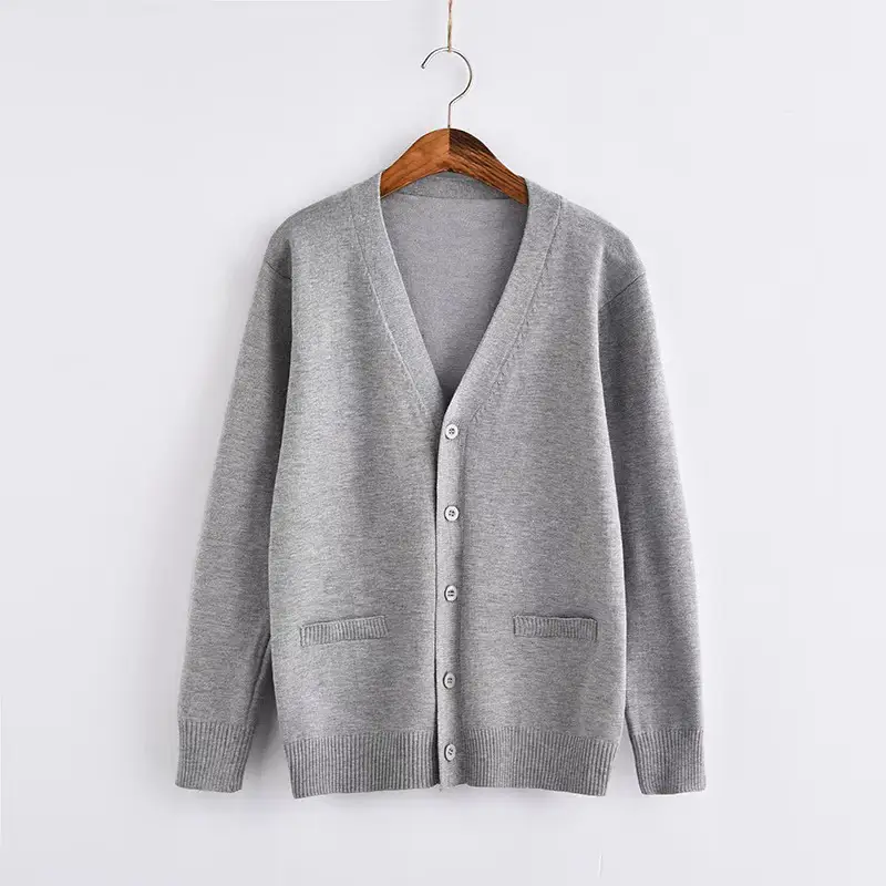 Pink Long Sleeve Knit V Neck Cardigan for Girls