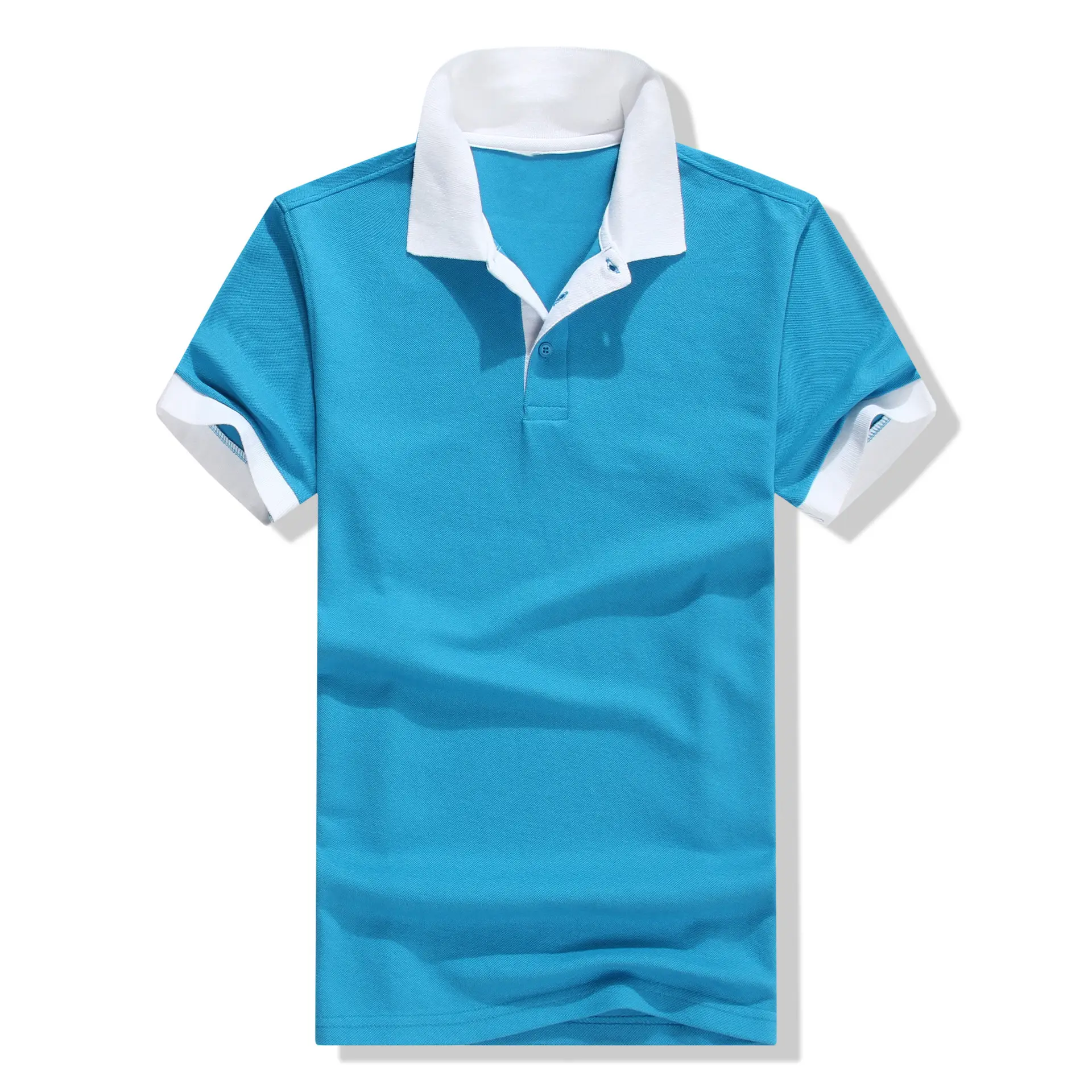 2020 Summer Blue Polo T-Shirt with White Collar - Image 4