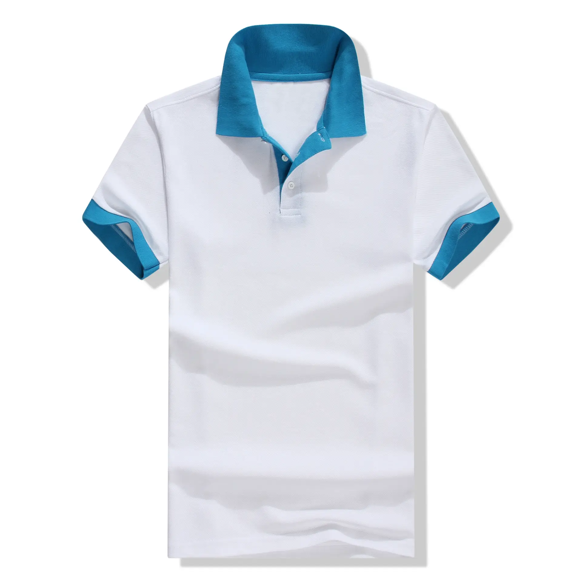 2020 Summer Blue Polo T-Shirt with White Collar - Image 7