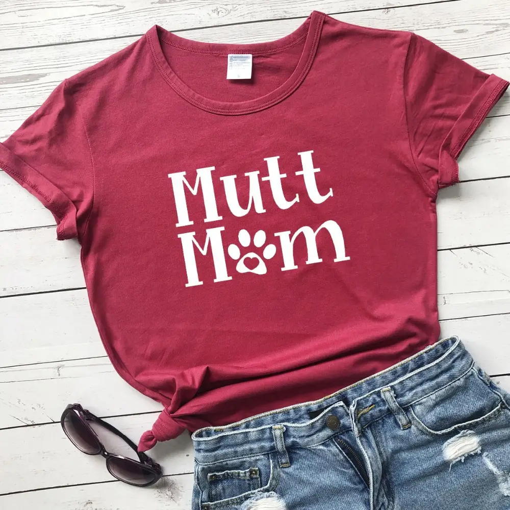 Mutt Mom Printed Pink T-Shirt Short Sleeve