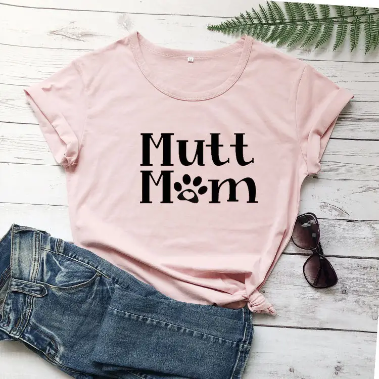 Mutt Mom Printed Pink T-Shirt Short Sleeve