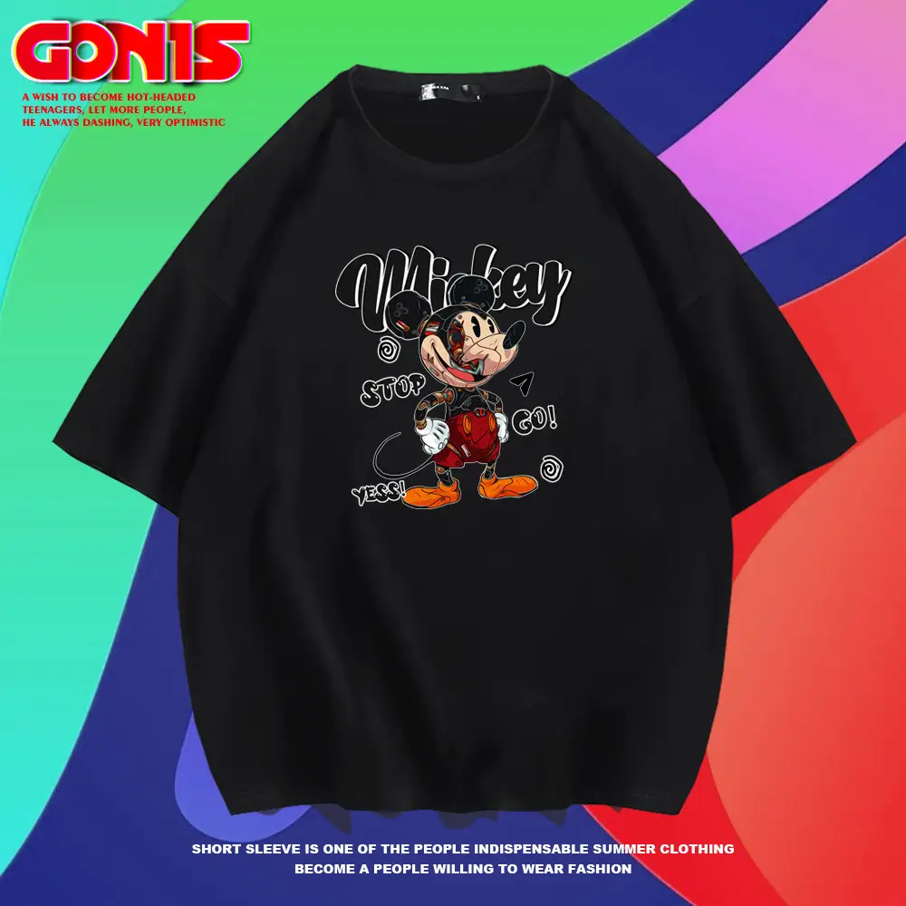 Men Women Yellow Mickey Short Sleeve T-Shirt