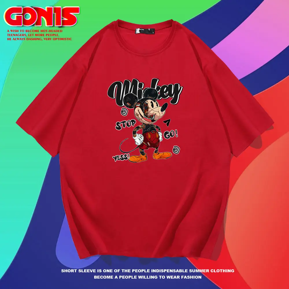 Men Women Yellow Mickey Short Sleeve T-Shirt