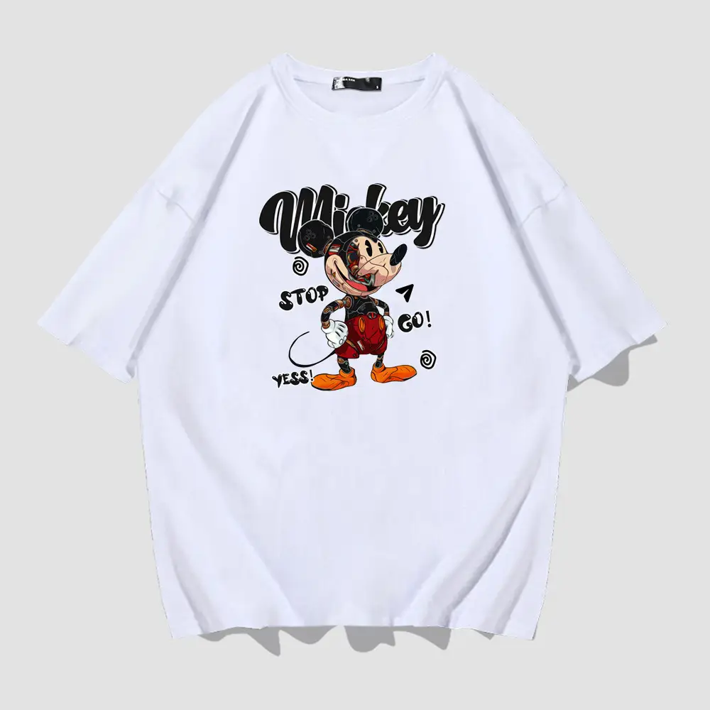 Men Women Yellow Mickey Short Sleeve T-Shirt