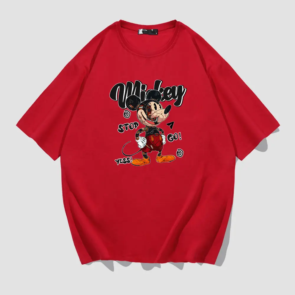 Men Women Yellow Mickey Short Sleeve T-Shirt