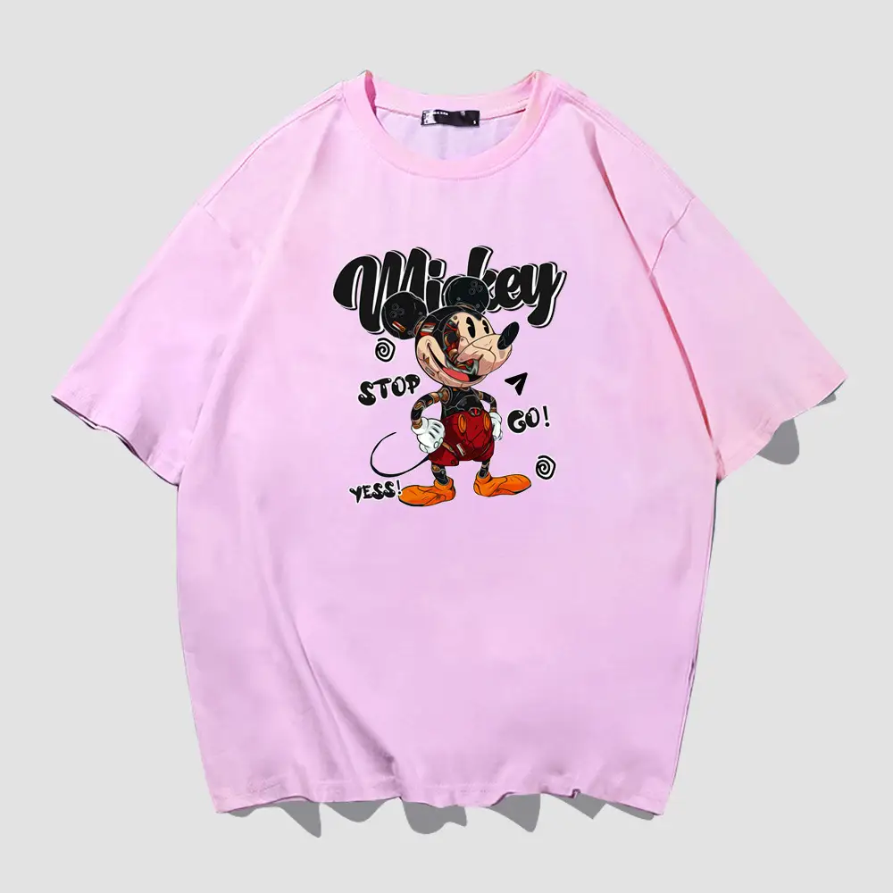 Men Women Yellow Mickey Short Sleeve T-Shirt
