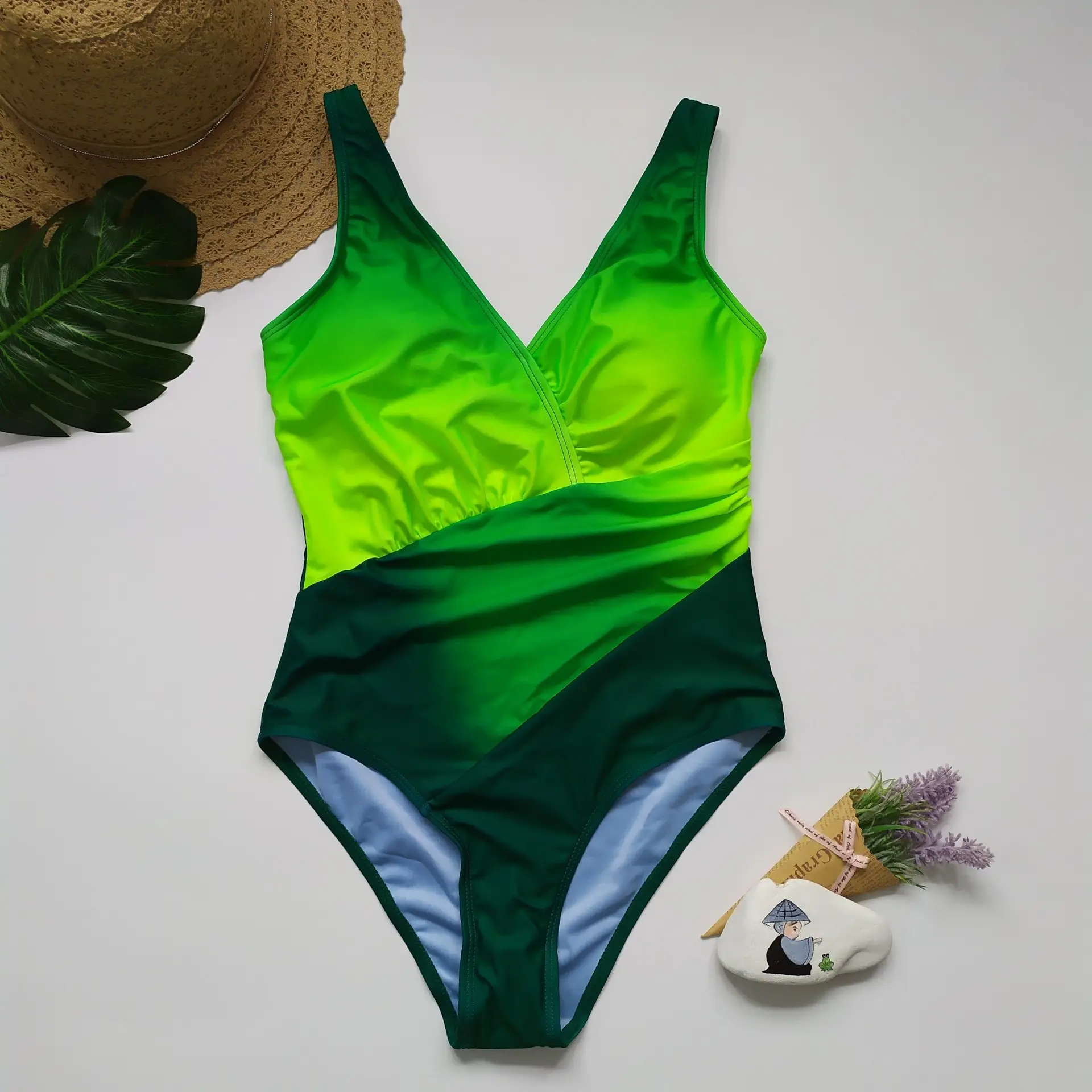 Factory Wholesale Plus Size Rainbow Gradient One-Piece Swimwear - Image 7
