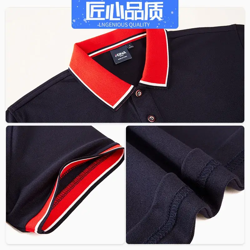 Men Red Polo Shirt Custom Printed Logo Summer Wear - Image 8