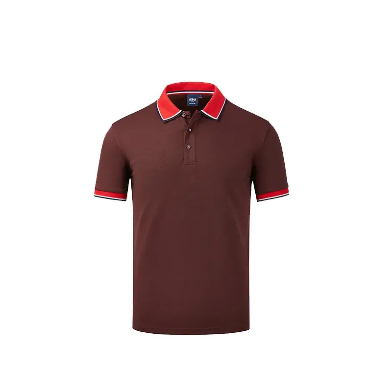 Men Red Polo Shirt Custom Printed Logo Summer Wear - Image 3