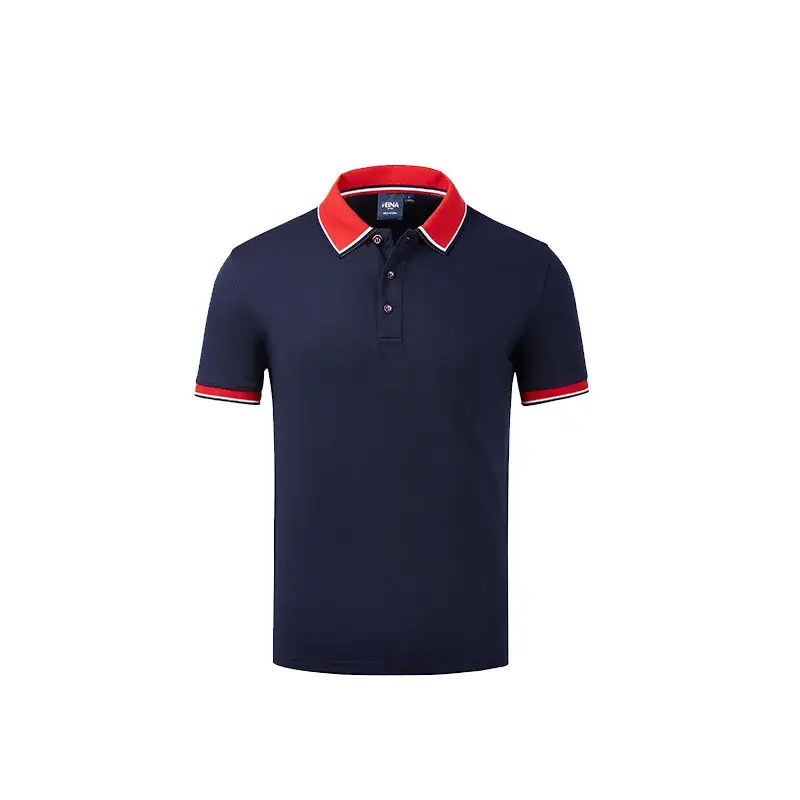 Men Red Polo Shirt Custom Printed Logo Summer Wear - Image 5
