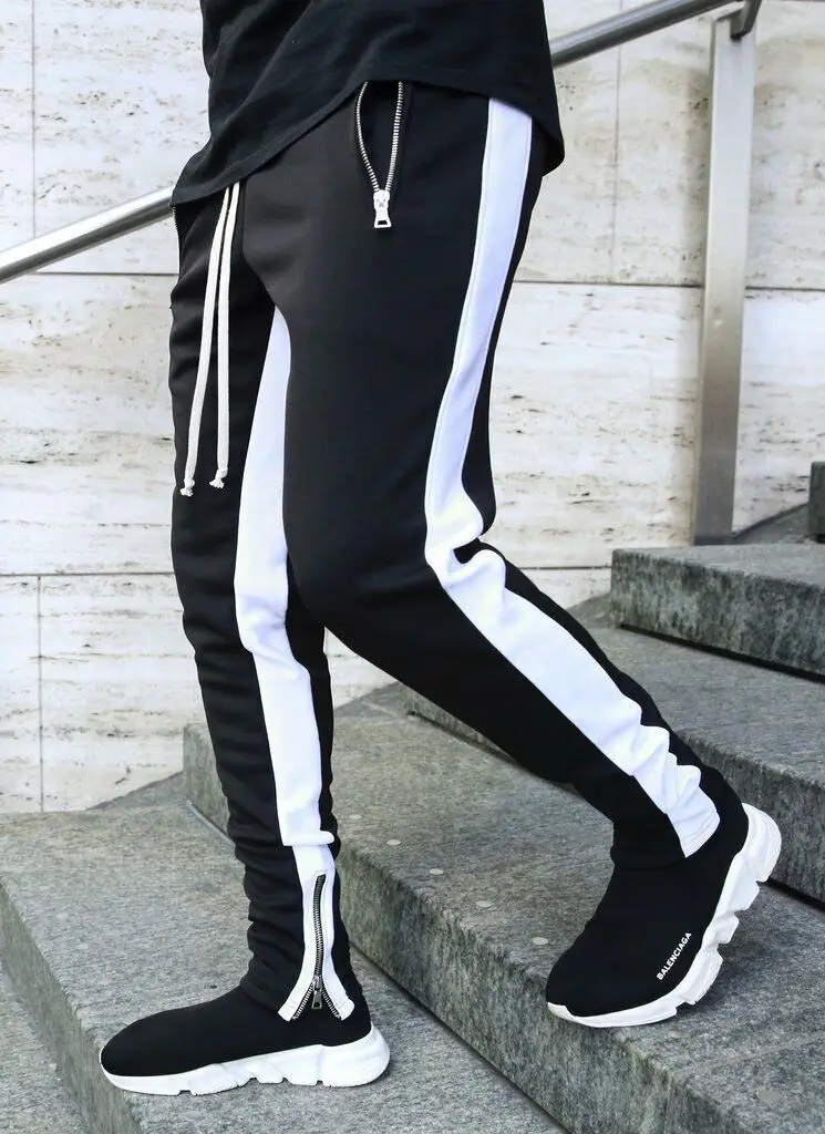 European Red Black Track Pants with Low Zipper - Image 4