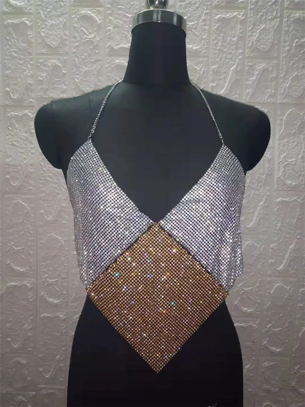 Women's Silver Sparkle Low Cut Halter Vests Set - Image 5