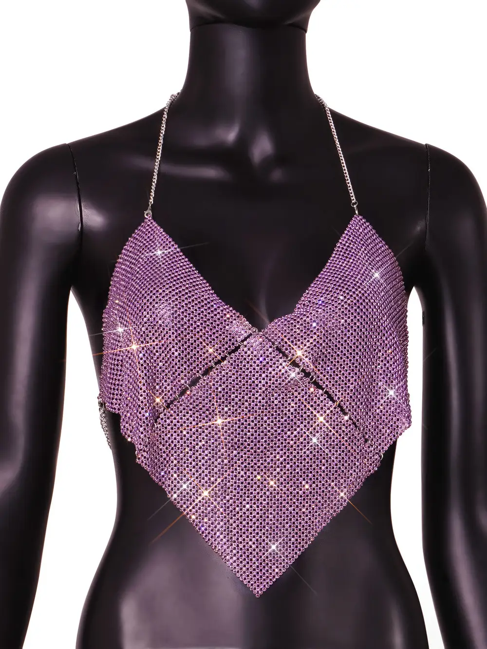 Women's Silver Sparkle Low Cut Halter Vests Set - Image 6