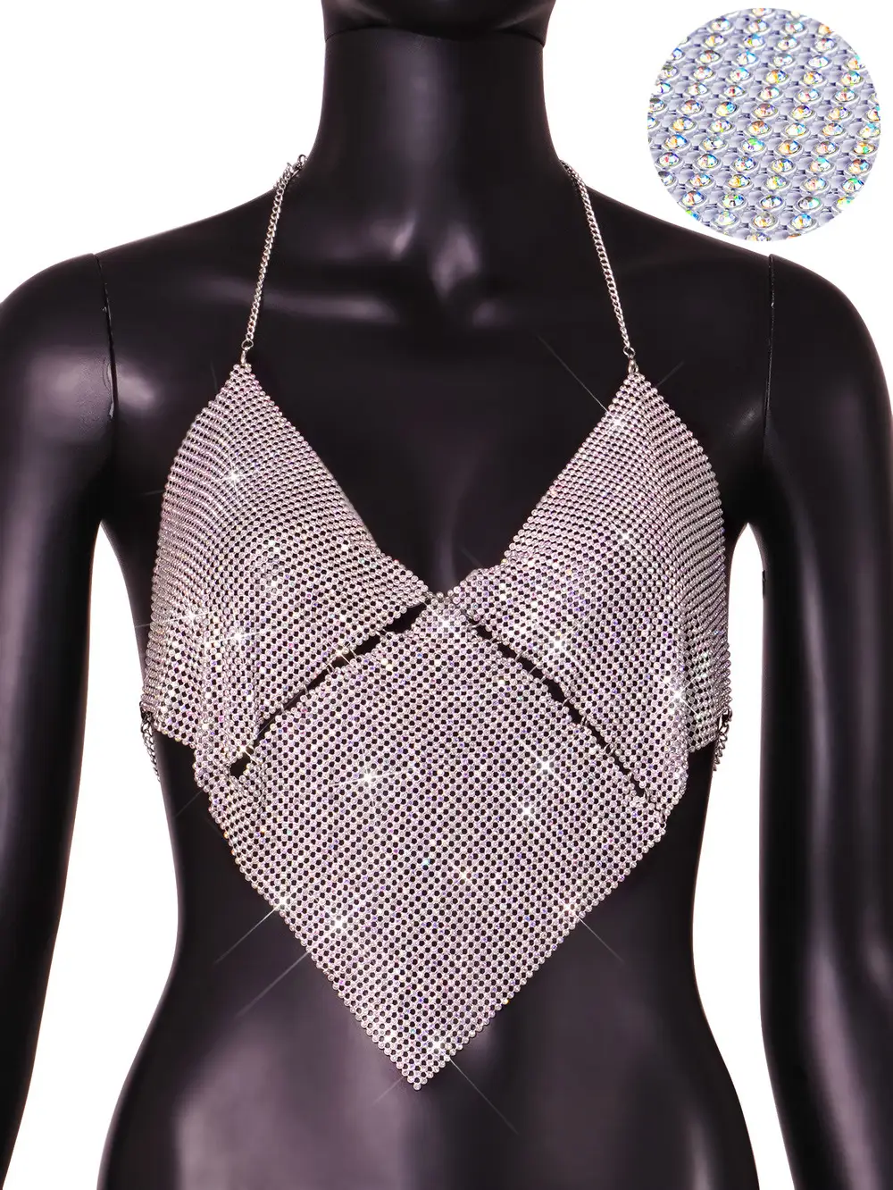 Women's Silver Sparkle Low Cut Halter Vests Set - Image 9