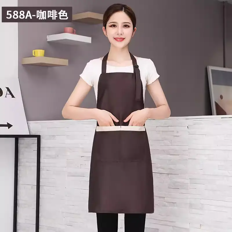 Supermarket Restaurant Apron Brown Waterproof Printed - Image 20