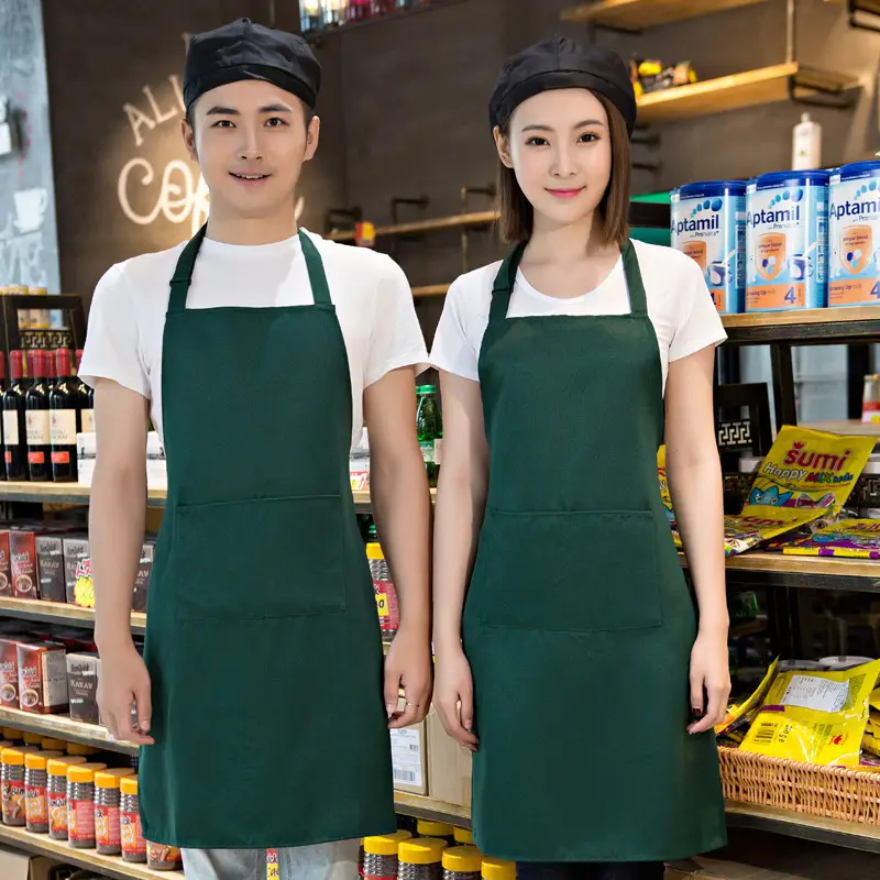Supermarket Restaurant Apron Brown Waterproof Printed - Image 3