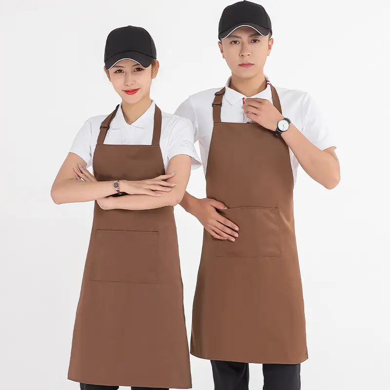 Supermarket Restaurant Apron Brown Waterproof Printed - Image 5