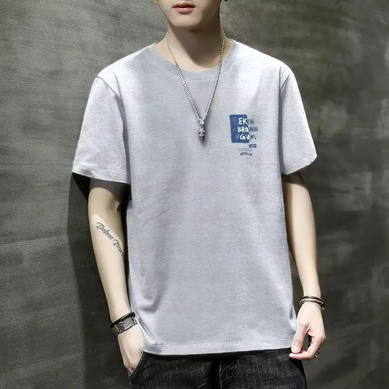 Men White Korean Style Slim Fit T-Shirt 2025 - Image 24