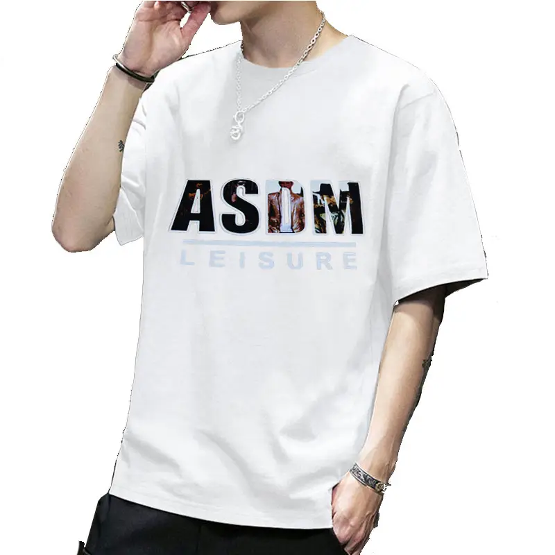 Men White Korean Style Slim Fit T-Shirt 2025 - Image 25
