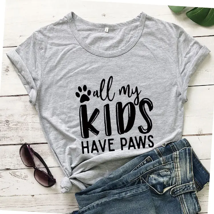 Kids Paw Print T-Shirt Yellow Short Sleeve - Image 2