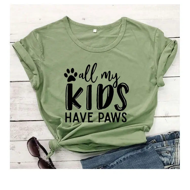 Kids Paw Print T-Shirt Yellow Short Sleeve - Image 3
