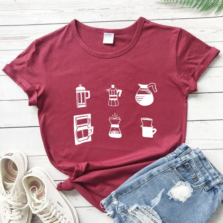 Grey Coffee Cup Graphic T-Shirt Short Sleeve - Image 2